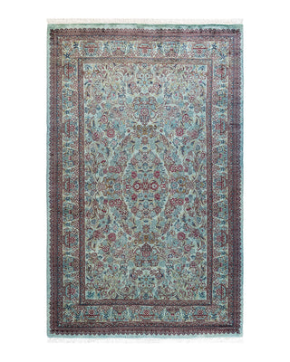 Contemporary Fine Vibrance Blue Wool Area Rug 4' 1" x 6' 7"