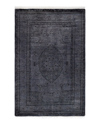 Contemporary Fine Vibrance Gray Wool Area Rug 4' 1" x 6' 0"