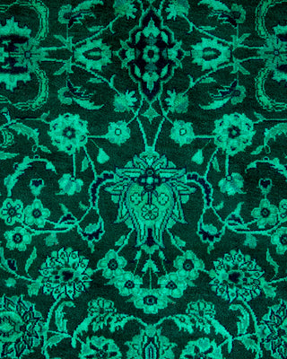Contemporary Hand-Knotted Overdyed Green Area Rug 3' 2" x 5' 2"