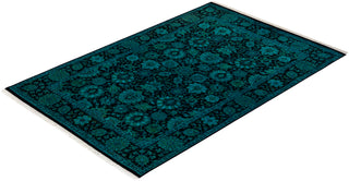 Modern Overdyed Hand Knotted Wool Black Area Rug 4' 1" x 6' 1"
