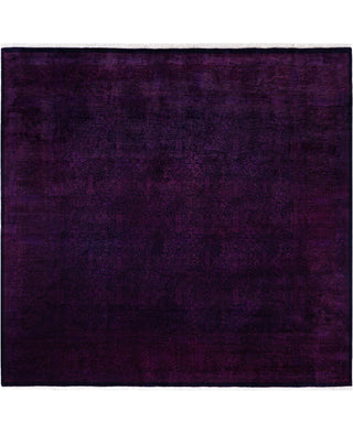 Contemporary Overdyed Wool Hand Knotted Purple Round Area Rug 8' 0" x 8' 3"