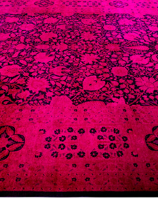 Contemporary Hand Knotted Overdyed Pink Area Rug 9' 2" x 12' 4"