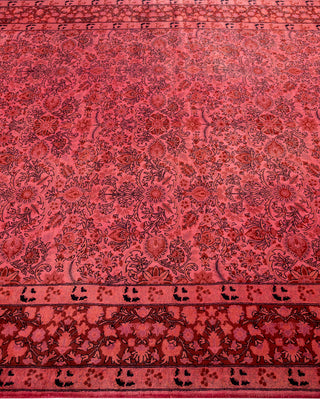 Contemporary Hand Knotted Overdyed Pink Area Rug 6' 2" x 12' 1"