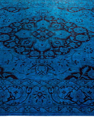 Modern Overdyed Hand Knotted Wool Blue Area Rug 4' 7" x 7' 1"