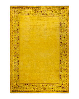 Contemporary Fine Vibrance Yellow Wool Area Rug 6' 1" x 8' 10"