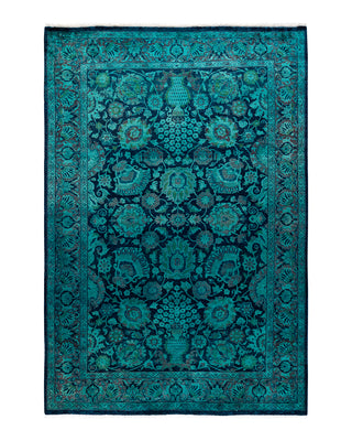 Contemporary Fine Vibrance Navy Wool Area Rug 4' 2" x 6' 1"