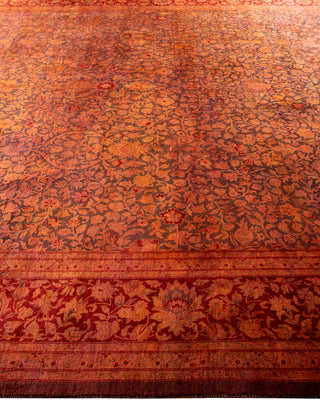 Contemporary Hand Knotted Overdyed Orange Area Rug 9' 3" x 12' 3"