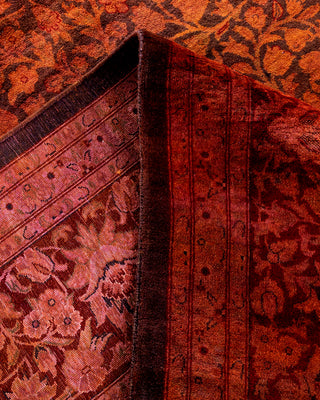 Contemporary Hand Knotted Overdyed Orange Area Rug 9' 3" x 12' 3"