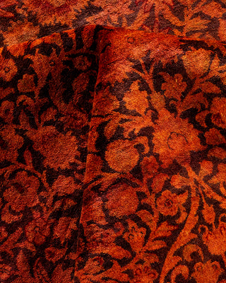 Contemporary Hand Knotted Overdyed Orange Area Rug 9' 3" x 12' 3"
