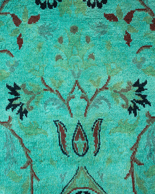Modern Overdyed Hand Knotted Wool Green Area Rug 10' 1" x 14' 2"