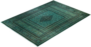Modern Overdyed Hand Knotted Wool Green Area Rug 10' 1" x 14' 2"