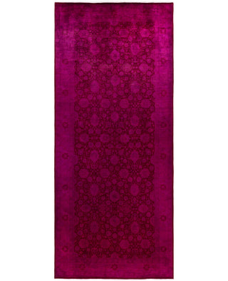 Contemporary Overdyed Wool Hand Knotted Purple Area Rug 6' 1" x 14' 1"