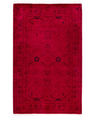 Contemporary Overdyed Wool Hand Knotted Pink Area Rug 3' 2" x 5' 0"