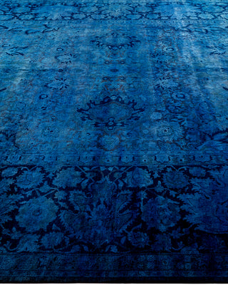 Contemporary Hand-Knotted Overdyed Blue Area Rug 9' 3" x 11' 10"