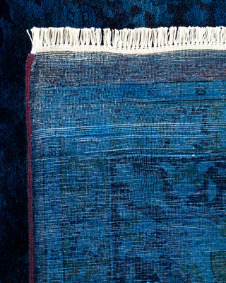 Contemporary Hand-Knotted Overdyed Blue Area Rug 9' 3" x 11' 10"