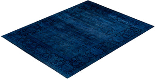 Contemporary Hand-Knotted Overdyed Blue Area Rug 9' 3" x 11' 10"