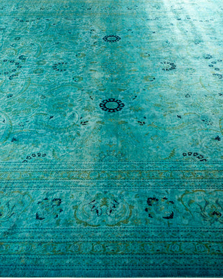 Contemporary Hand Knotted Overdyed Blue Area Rug 9' 1" x 12' 1"