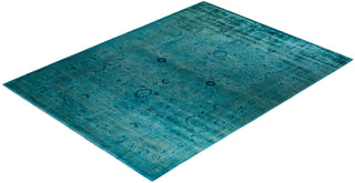 Contemporary Hand Knotted Overdyed Blue Area Rug 9' 1" x 12' 1"