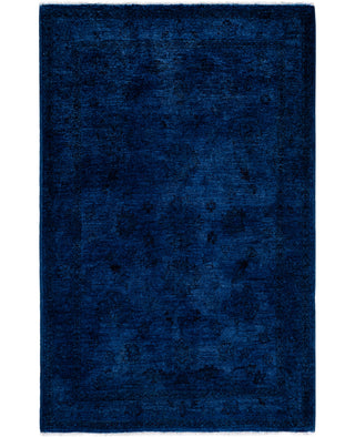 Overdyed One-of-a-Kind Wool Navy Area Rug 3' 4" x 4' 10"
