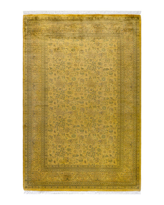 Contemporary Fine Vibrance Yellow Wool Area Rug 4' 3" x 6' 5"