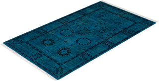 Contemporary Hand Knotted Overdyed Blue Area Rug 3' 1" x 5' 5"