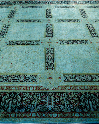 Contemporary Hand Knotted Overdyed Blue Area Rug 9' 2" x 12' 1"