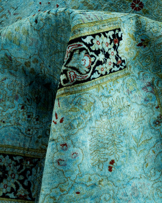 Contemporary Hand Knotted Overdyed Blue Area Rug 9' 2" x 12' 1"