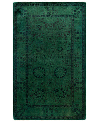 Contemporary Overdyed Wool Hand Knotted Green Area Rug 3' 2" x 5' 1"