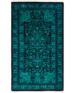 Contemporary Overdyed Wool Hand Knotted Green Area Rug 3' 1" x 5' 2"