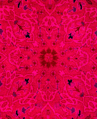Overdyed One-of-a-Kind Wool Pink Round Area Rug 3' 1" x 3' 1"