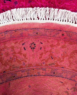 Overdyed One-of-a-Kind Wool Pink Round Area Rug 3' 1" x 3' 1"