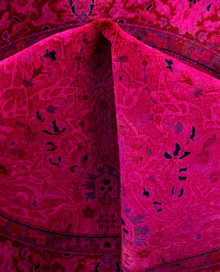 Overdyed One-of-a-Kind Wool Pink Round Area Rug 3' 1" x 3' 1"