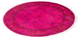 Overdyed One-of-a-Kind Wool Pink Round Area Rug 3' 1" x 3' 1"