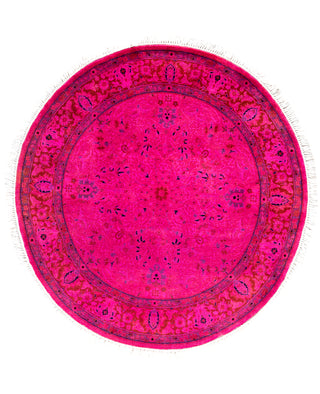 Overdyed One-of-a-Kind Wool Pink Round Area Rug 3' 1" x 3' 1"
