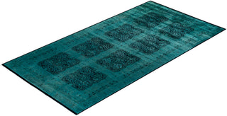 Contemporary Hand Knotted Overdyed Blue Area Rug 6' 1" x 12' 0"