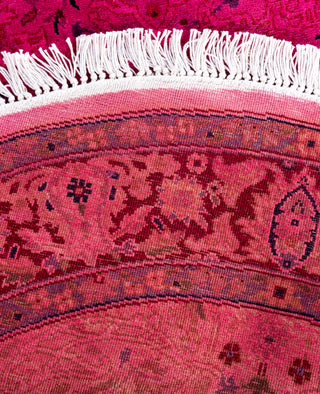 Overdyed One-of-a-Kind Wool Pink Round Area Rug 3' 1" x 3' 1"