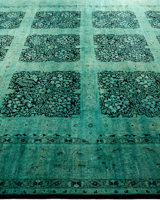 Contemporary Hand Knotted Overdyed Green Area Rug 9' 2" x 12' 2"
