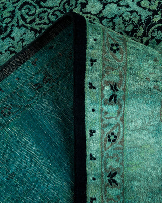 Contemporary Hand Knotted Overdyed Green Area Rug 9' 2" x 12' 2"