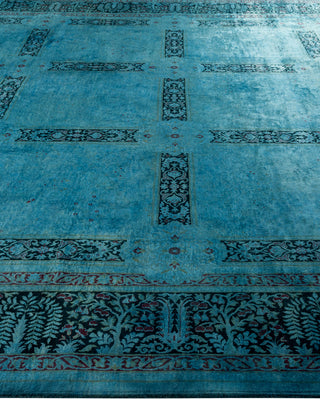 Contemporary Hand Knotted Overdyed Blue Area Rug 9' 2" x 11' 8"