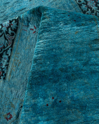Contemporary Hand Knotted Overdyed Blue Area Rug 9' 2" x 11' 8"