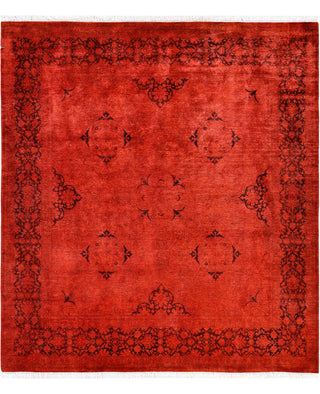 Contemporary Overdyed Wool Hand Knotted Orange Round Area Rug 6' 3" x 6' 10"