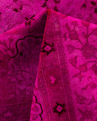 Contemporary Hand-Knotted Overdyed Pink Area Rug 9' 2" x 12' 1"