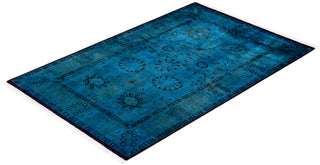 Contemporary Hand Knotted Overdyed Blue Area Rug 3' 1" x 5' 3"