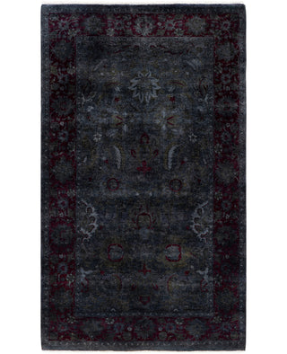 Contemporary Overdyed Wool Hand Knotted Black Area Rug 3' 1" x 5' 3"