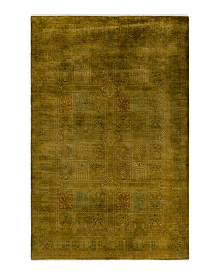 Contemporary Fine Vibrance Green Wool Area Rug 6' 1" x 9' 4"