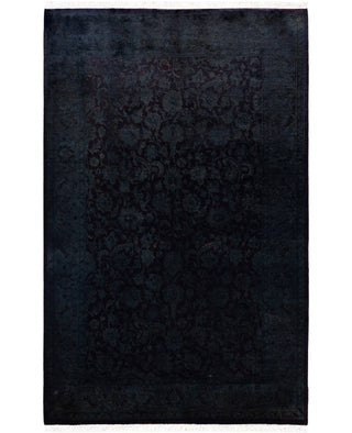 Contemporary Overdyed Wool Hand Knotted Black Area Rug 4' 1" x 6' 5"