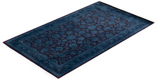 Contemporary Hand Knotted Overdyed Blue Area Rug 3' 1" x 5' 3"
