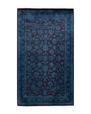Contemporary Fine Vibrance Blue Wool Area Rug 3' 1" x 5' 3"