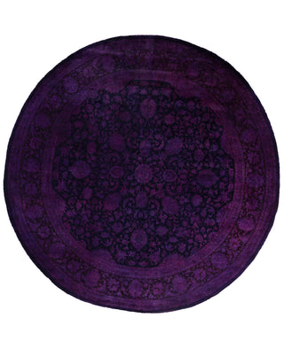 Contemporary Overdyed Wool Hand Knotted Purple Round Area Rug 8' 1" x 8' 2"