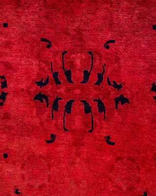 Contemporary Hand-Knotted Overdyed Red Area Rug 9' 1" x 11' 10"